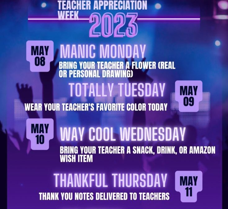 Teacher Appreciation Week May 8 – May 12th