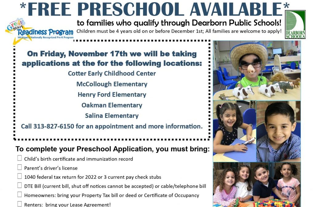 GSRP free preschool hold enrollment event at five schools on Nov. 17